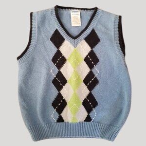 GYMBOREE Blue Argyle Knit Sweater Vest Boys 18-24 months